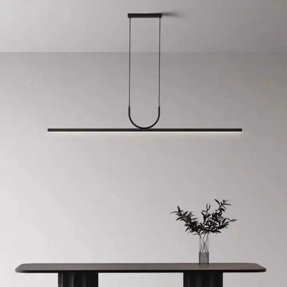 Minimalist decorbites black art led ceiling chandelier features a sleek black linear pendant light for dining rooms