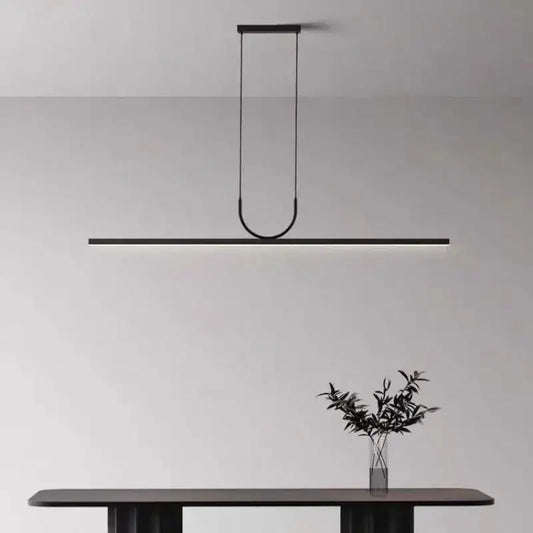 Minimalist decorbites black art led ceiling chandelier features a sleek black linear pendant light for dining rooms