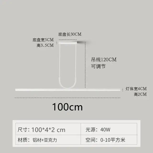 Minimalist decorbites black art led ceiling chandelier with sleek aluminum acrylic linear pendant and adjustable hanging chain