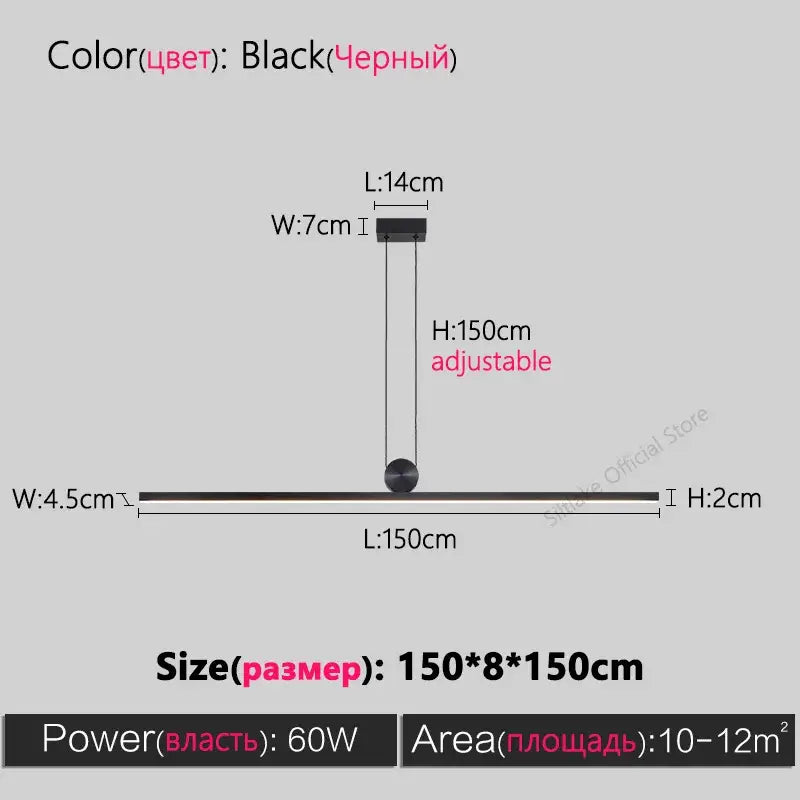 Minimalist decorbites black chandelier pendant light with sleek adjustable design and modern geometric lines for dining room