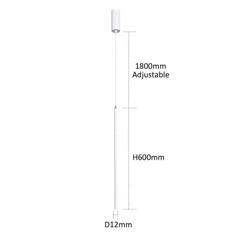 White cylindrical decorbites black slim led pendant lamp with adjustable height and fixed base for dining room lighting