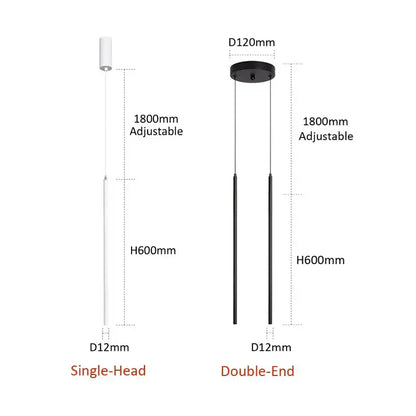 Minimalist decorbites black slim led pendant lamp with adjustable lengths in matte black for dining room lighting