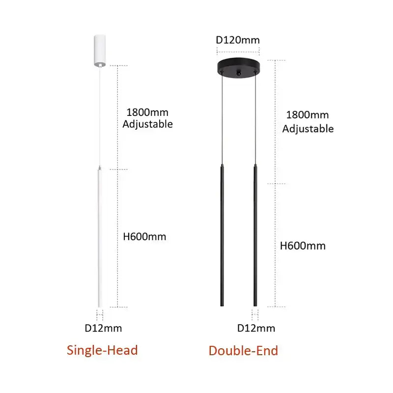 Minimalist decorbites black slim led pendant lamp with adjustable lengths in matte black for dining room lighting