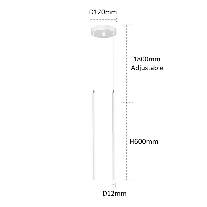White minimalist decorbites black slim led pendant lamp with adjustable height and cylindrical design for dining room light