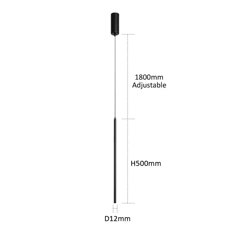 Minimalist decorbites black slim led pendant lamp with adjustable height and modern cylindrical design for dining room lighting