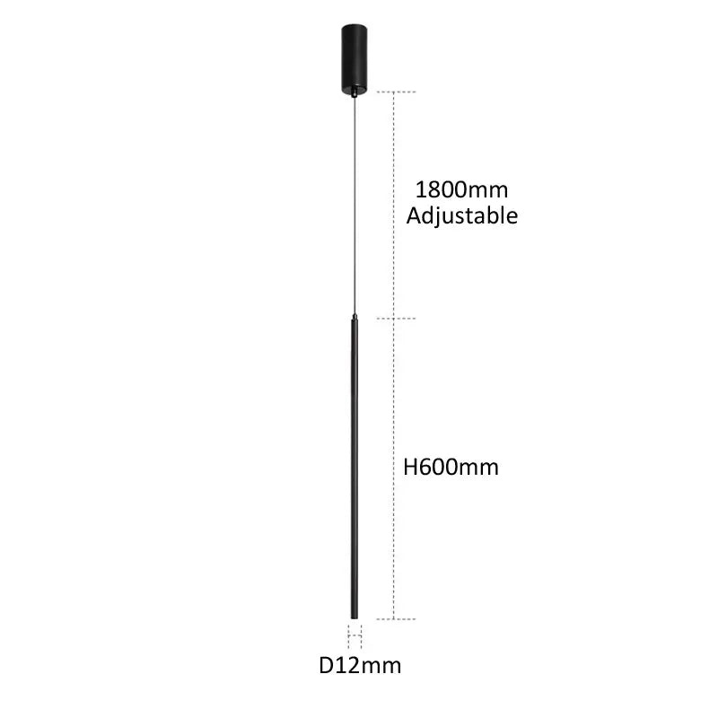 Minimalist decorbites black slim led pendant lamp with adjustable height and modern cylindrical design for dining room lighting