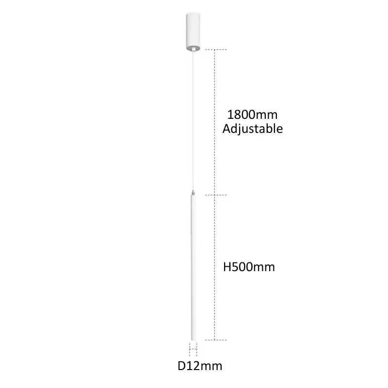 White cylindrical decorbites black slim led pendant lamp with adjustable height for dining room lighting