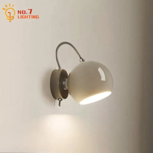 Minimalist decorbites cream wind led wall lamp with cream-colored spherical sconce and flexible gooseneck arm