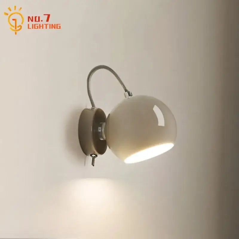 Minimalist decorbites cream wind led wall lamp with cream-colored spherical sconce and flexible gooseneck arm