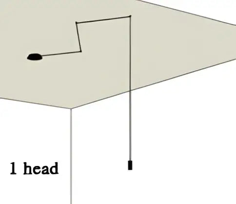 A minimalist black line drawing of a head with a vertical cable in a decorbites industrial retro wall lamp design