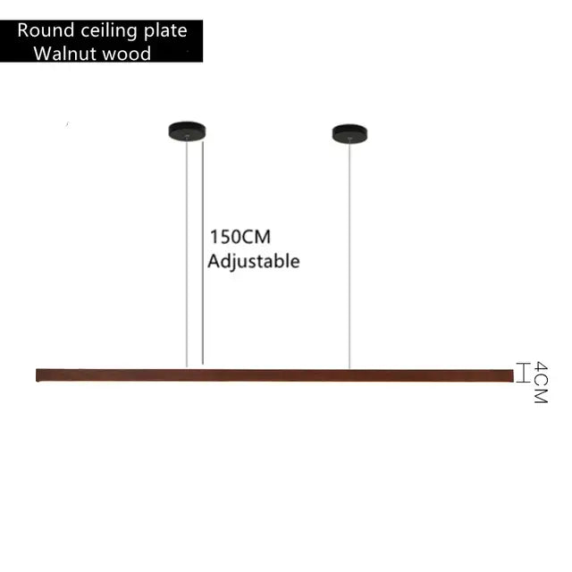 Minimalist dimmable wooden pendant lamp with walnut finish and adjustable 150cm hanging length for dining room lighting