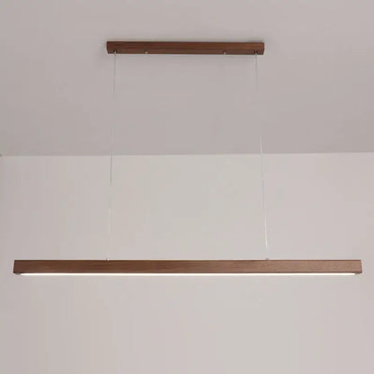 Modern minimalist dimmable wooden pendant lamp with rectangular frame and integrated led strip for dining room lighting
