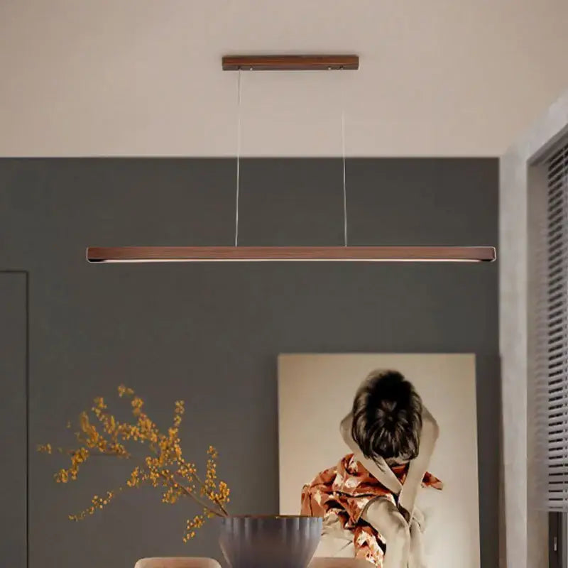 Minimalist dimmable wooden pendant lamp with warm bronze finish for dining room lighting decorbites dimmable wooden pendant