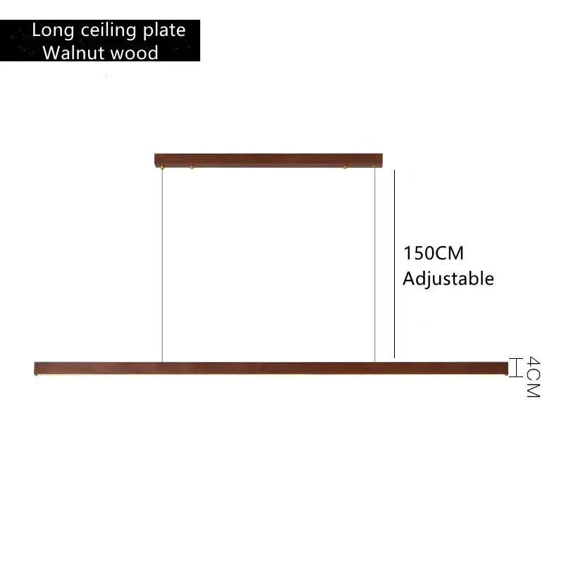 Long adjustable walnut wood ceiling plate with 4cm thickness for minimalist decorbites dimmable wooden pendant lamp