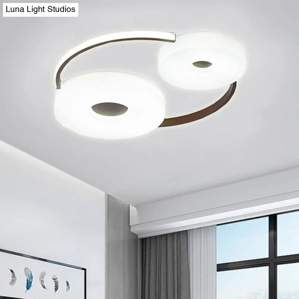 DecorBites™ DecorBites™ Minimalist Donut Flush Mount Ceiling Light - 16"/19.5" Dia Coffee LED Fixture with Acrylic Lampshade - White Light for Bedroom Ceiling
