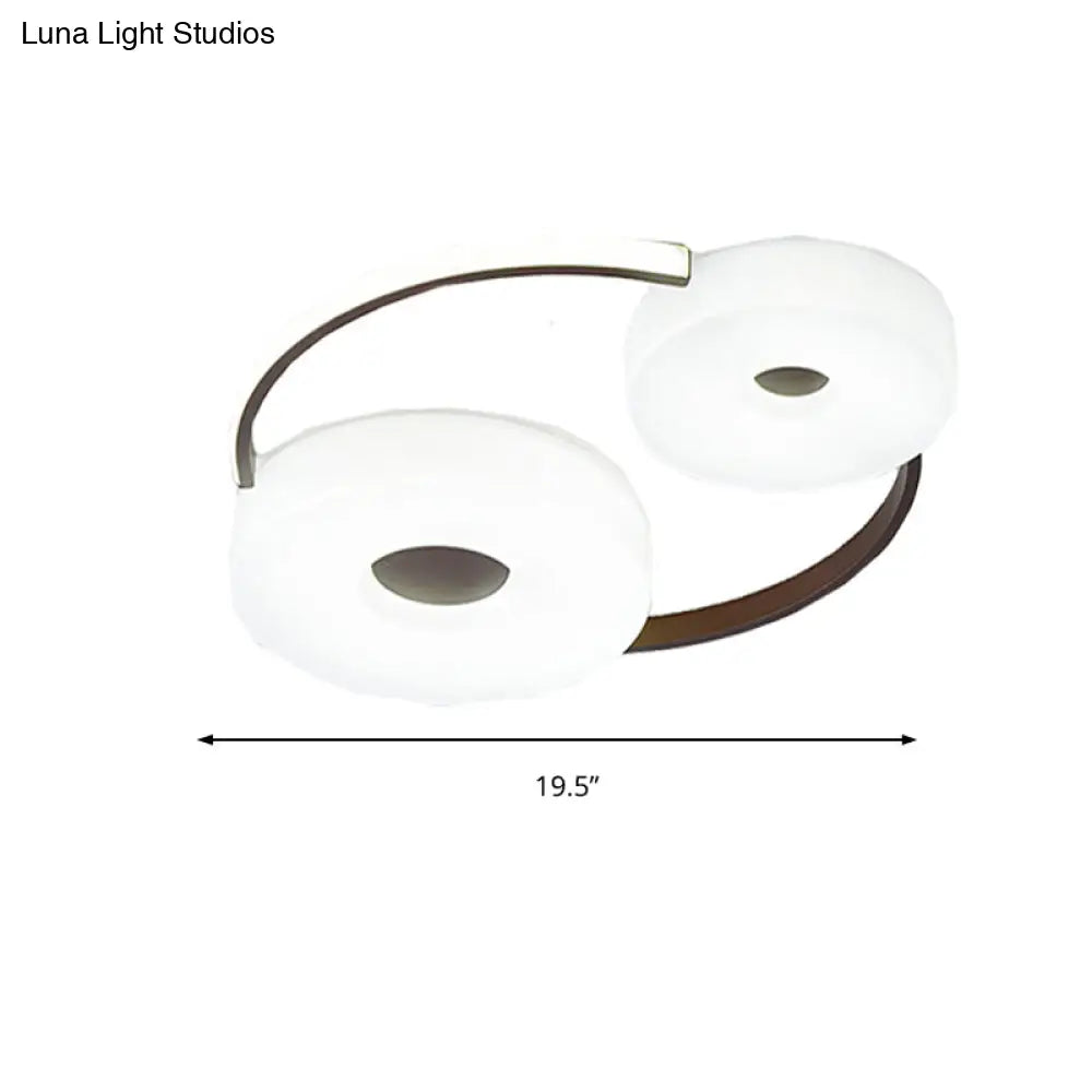 DecorBites™ DecorBites™ Minimalist Donut Flush Mount Ceiling Light - 16"/19.5" Dia Coffee LED Fixture with Acrylic Lampshade - White Light for Bedroom Ceiling