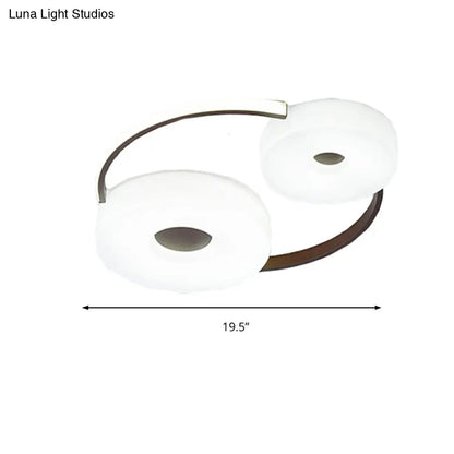 DecorBites™ DecorBites™ Minimalist Donut Flush Mount Ceiling Light - 16"/19.5" Dia Coffee LED Fixture with Acrylic Lampshade - White Light for Bedroom Ceiling