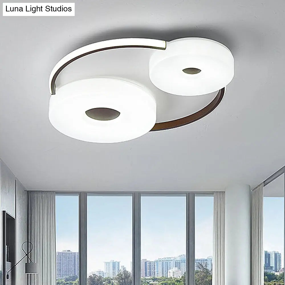 DecorBites™ DecorBites™ Minimalist Donut Flush Mount Ceiling Light - 16"/19.5" Dia Coffee LED Fixture with Acrylic Lampshade - White Light for Bedroom Ceiling