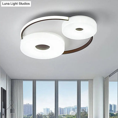 DecorBites™ DecorBites™ Minimalist Donut Flush Mount Ceiling Light - 16"/19.5" Dia Coffee LED Fixture with Acrylic Lampshade - White Light for Bedroom Ceiling