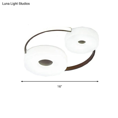 DecorBites™ DecorBites™ Minimalist Donut Flush Mount Ceiling Light - 16"/19.5" Dia Coffee LED Fixture with Acrylic Lampshade - White Light for Bedroom Ceiling