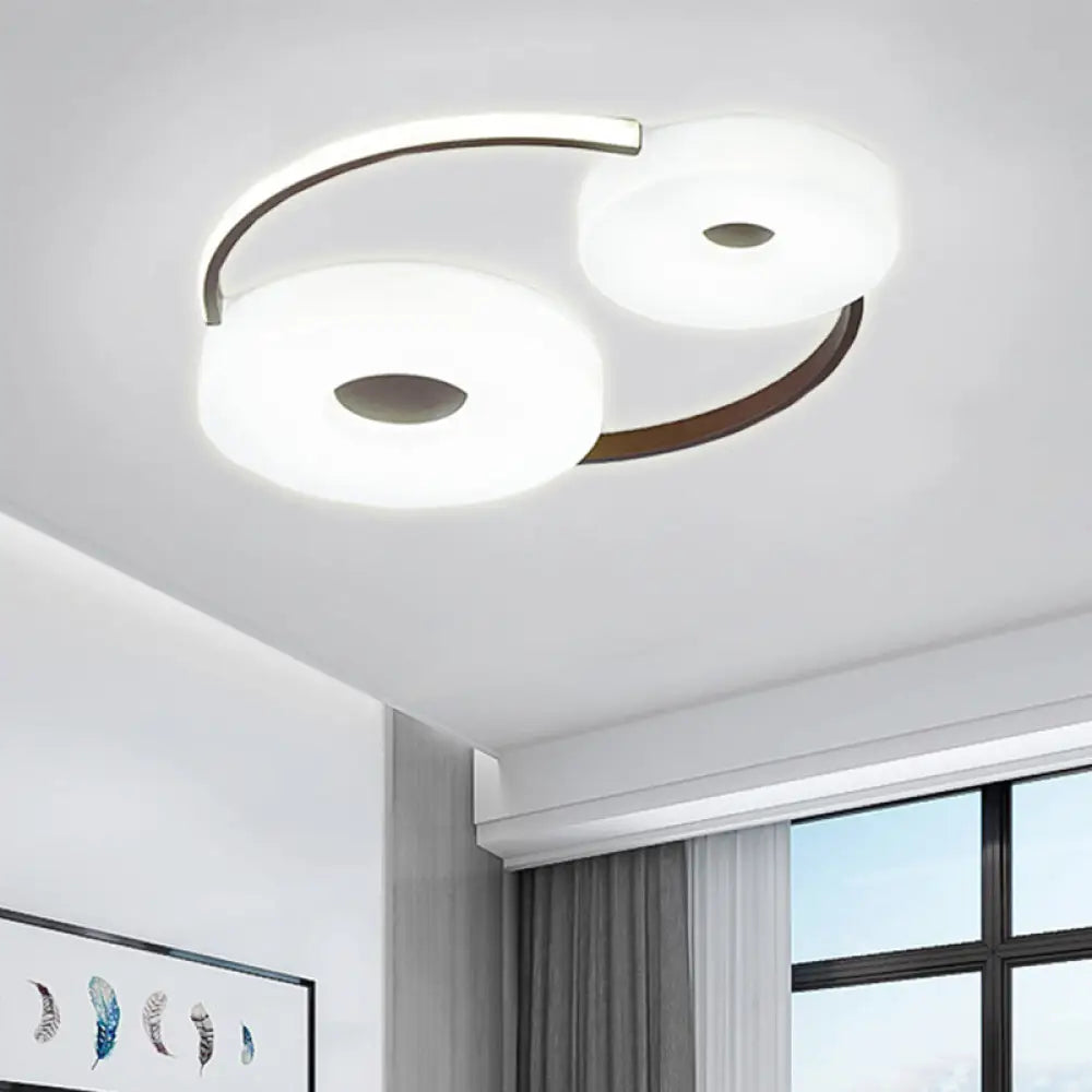 DecorBites™ DecorBites™ Minimalist Donut Flush Mount Ceiling Light - 16"/19.5" Dia Coffee LED Fixture with Acrylic Lampshade - White Light for Bedroom Ceiling