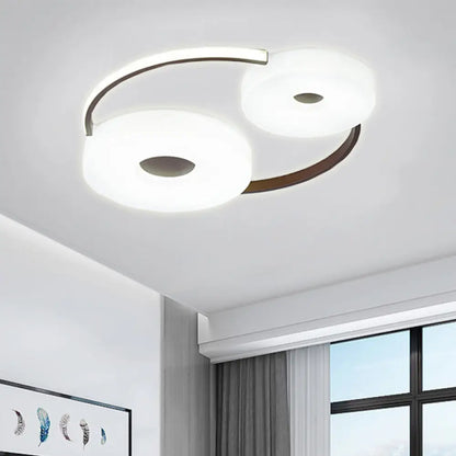 DecorBites™ DecorBites™ Minimalist Donut Flush Mount Ceiling Light - 16"/19.5" Dia Coffee LED Fixture with Acrylic Lampshade - White Light for Bedroom Ceiling