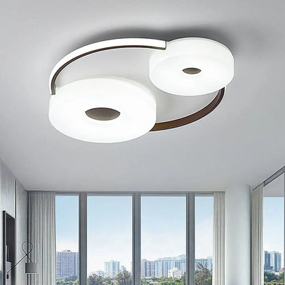 DecorBites™ DecorBites™ Minimalist Donut Flush Mount Ceiling Light - 16"/19.5" Dia Coffee LED Fixture with Acrylic Lampshade - White Light for Bedroom Ceiling