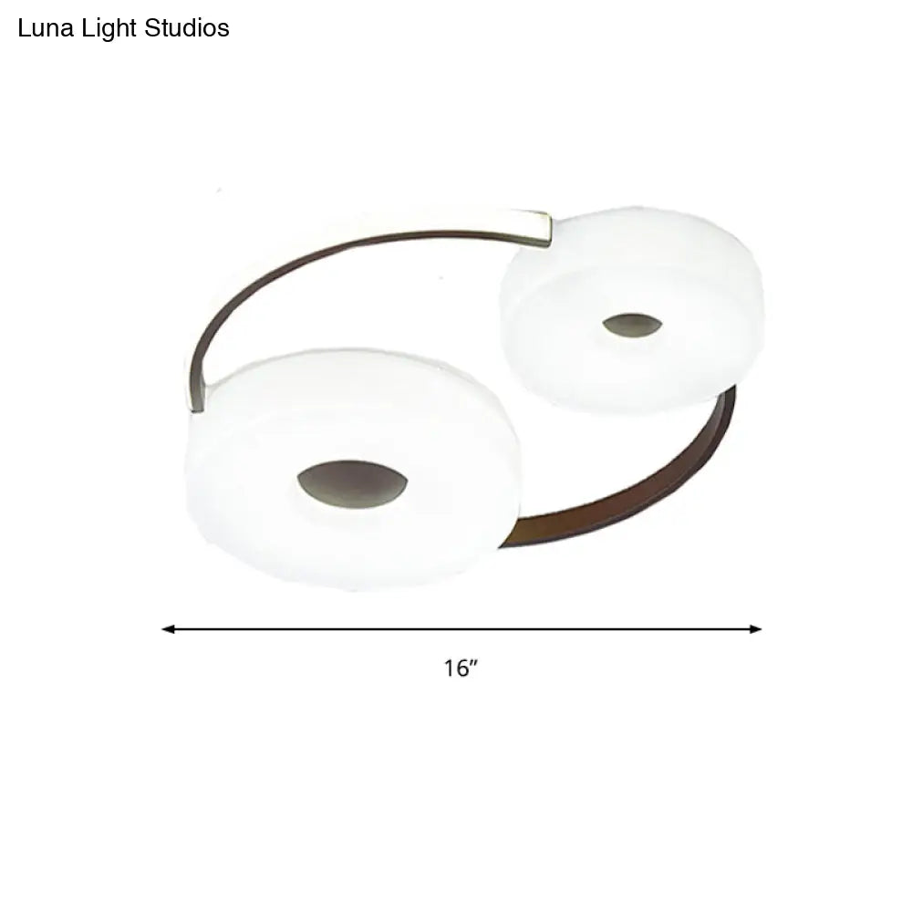 DecorBites™ DecorBites™ Minimalist Donut Flush Mount Ceiling Light - 16"/19.5" Dia Coffee LED Fixture with Acrylic Lampshade - White Light for Bedroom Ceiling