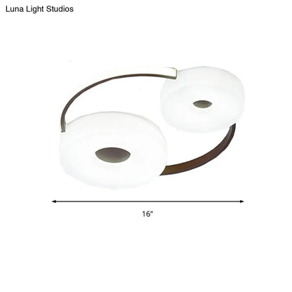 DecorBites™ DecorBites™ Minimalist Donut Flush Mount Ceiling Light - 16"/19.5" Dia Coffee LED Fixture with Acrylic Lampshade - White Light for Bedroom Ceiling