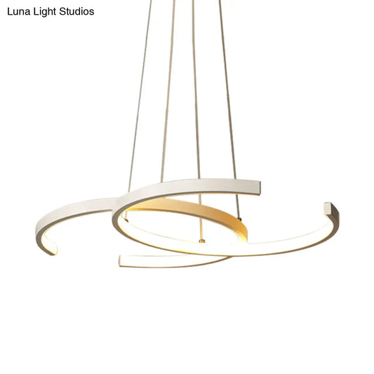 Lámpara colgante minimalista de metal con doble forma de C – Araña LED negra/blanca, luz cálida/blanca