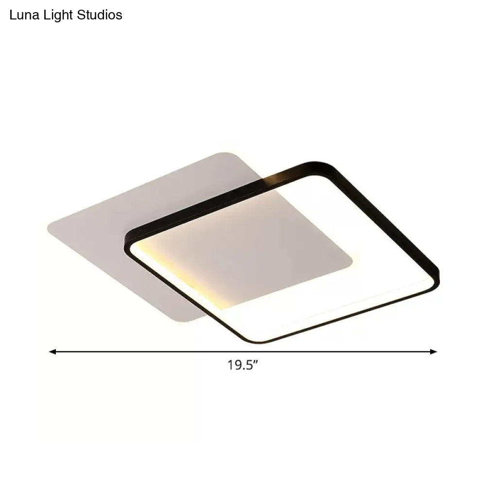 ديكوربايتس™ ديكوربايتس™ مصباح سقف LED مزدوج المربع/الدائري البسيط لغرفة النوم باللون الأسود مع إضاءة دافئة/بيضاء