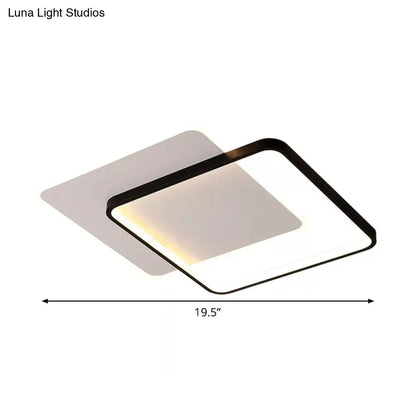 ديكوربايتس™ ديكوربايتس™ مصباح سقف LED مزدوج المربع/الدائري البسيط لغرفة النوم باللون الأسود مع إضاءة دافئة/بيضاء