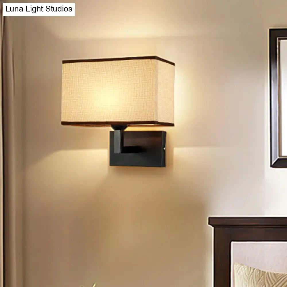 DecorBites™ DecorBites™ Minimalist Fabric Wall Lighting - Rectangular Design, 1 Head Beige/Flaxen Wall Mounted Light for Bedroom