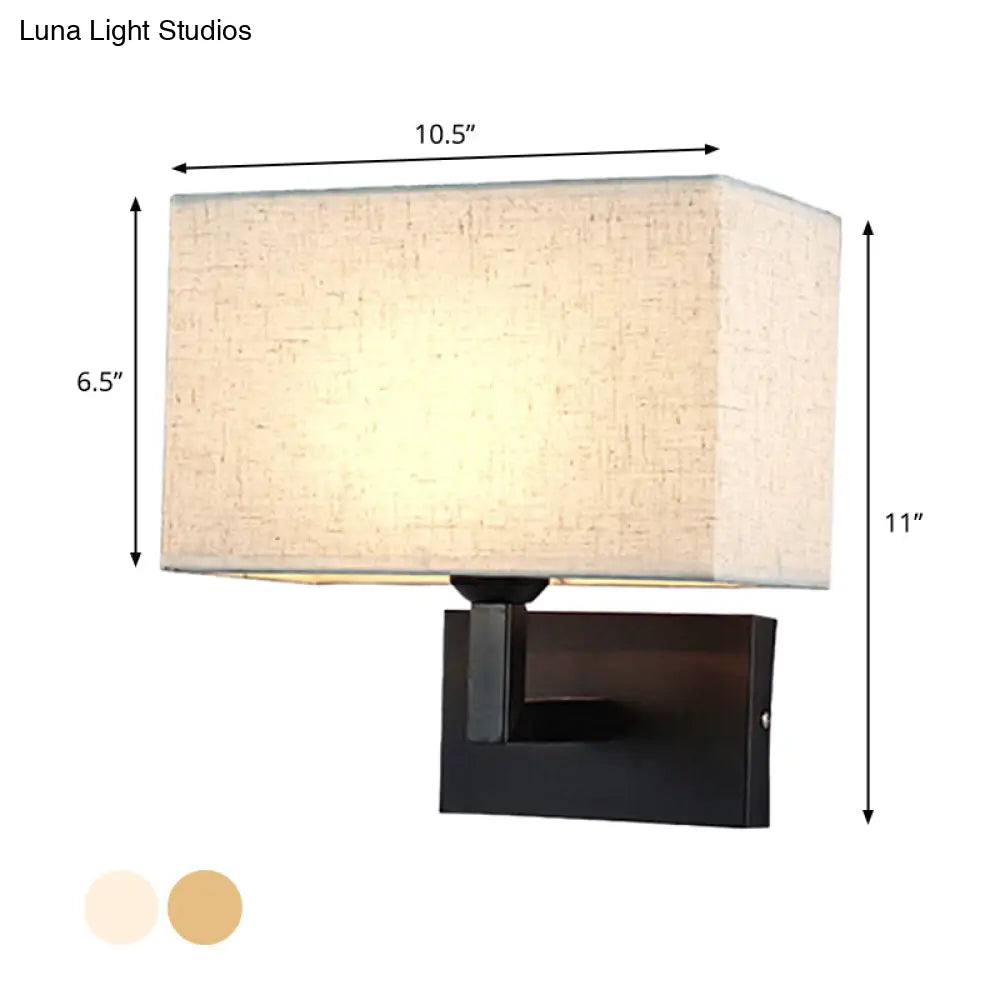 DecorBites™ DecorBites™ Minimalist Fabric Wall Lighting - Rectangular Design, 1 Head Beige/Flaxen Wall Mounted Light for Bedroom