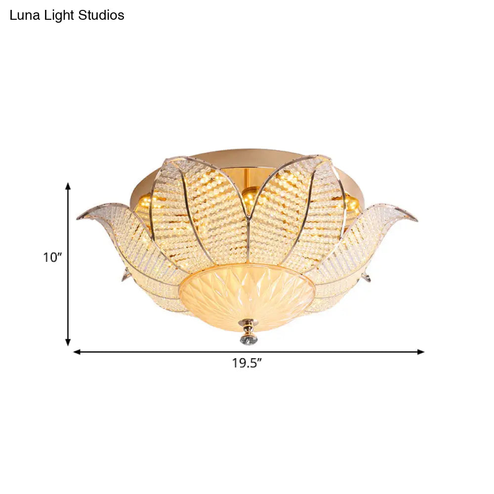 DecorBites™ DecorBites™ Minimalist Flower Crystal Ceiling Mount LED Flush Mount Lighting - Gold Finish (14"/19.5"/23.5" Wide) - Bedroom Lighting in White/Yellow Light