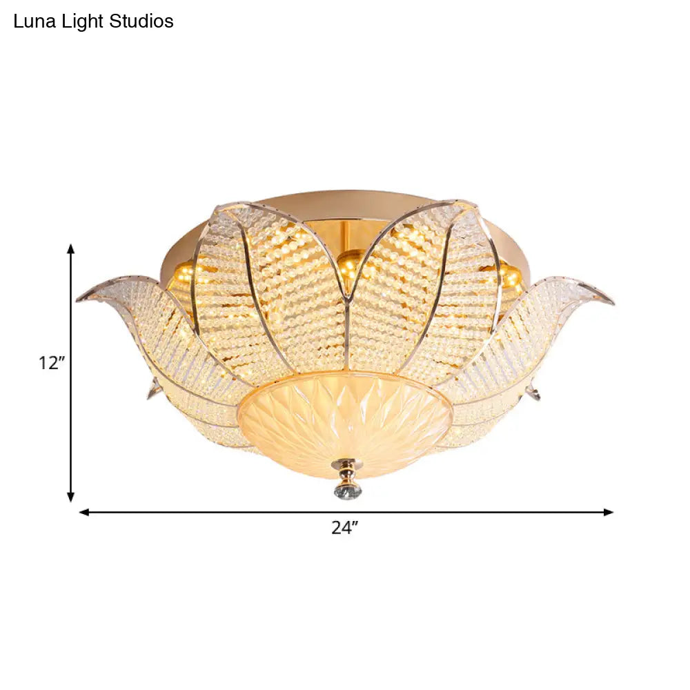 DecorBites™ DecorBites™ Minimalist Flower Crystal Ceiling Mount LED Flush Mount Lighting - Gold Finish (14"/19.5"/23.5" Wide) - Bedroom Lighting in White/Yellow Light
