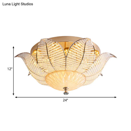 DecorBites™ DecorBites™ Minimalist Flower Crystal Ceiling Mount LED Flush Mount Lighting - Gold Finish (14"/19.5"/23.5" Wide) - Bedroom Lighting in White/Yellow Light
