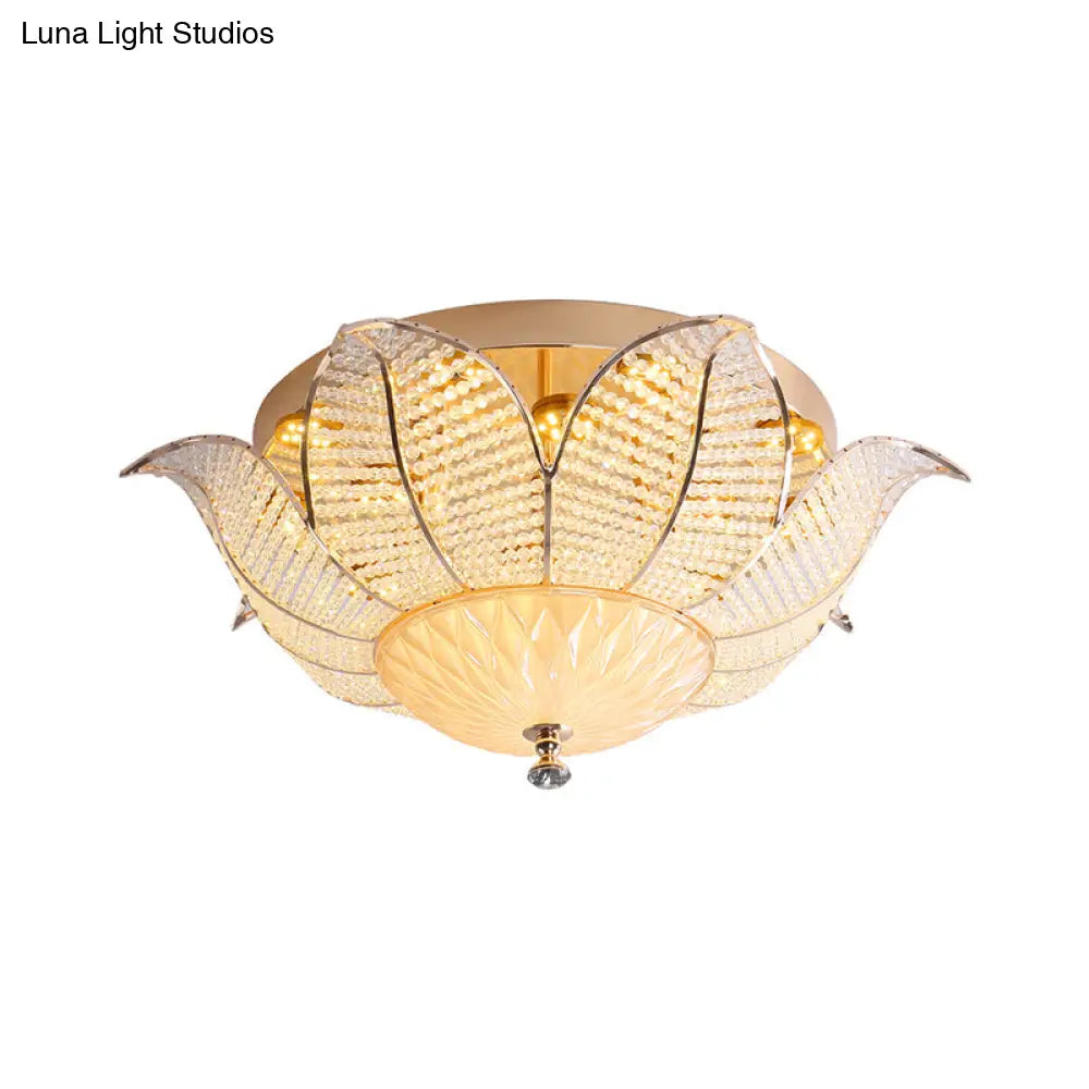 DecorBites™ DecorBites™ Minimalist Flower Crystal Ceiling Mount LED Flush Mount Lighting - Gold Finish (14"/19.5"/23.5" Wide) - Bedroom Lighting in White/Yellow Light