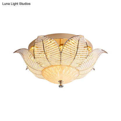 DecorBites™ DecorBites™ Minimalist Flower Crystal Ceiling Mount LED Flush Mount Lighting - Gold Finish (14"/19.5"/23.5" Wide) - Bedroom Lighting in White/Yellow Light