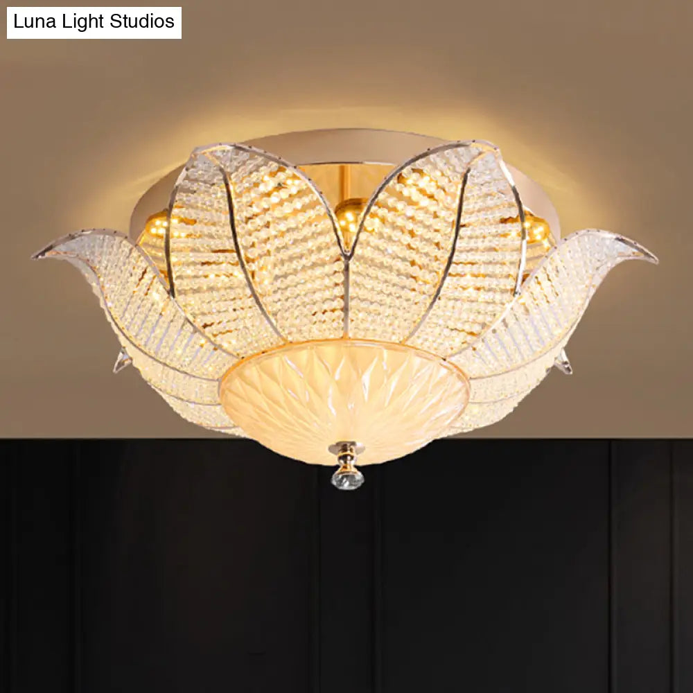 DecorBites™ DecorBites™ Minimalist Flower Crystal Ceiling Mount LED Flush Mount Lighting - Gold Finish (14"/19.5"/23.5" Wide) - Bedroom Lighting in White/Yellow Light