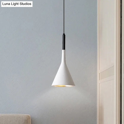 Minimalist Funnel Pendant Cement Light Fixture in Red/Black/White - Ideal for Bedside