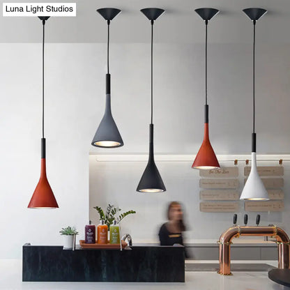 Minimalist Funnel Pendant Cement Light Fixture in Red/Black/White - Ideal for Bedside