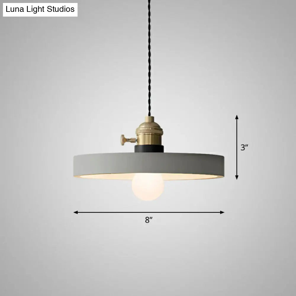 Minimalist Geometric Cement Pendant Light with Rotary Switch for Dining Rooms - Grey