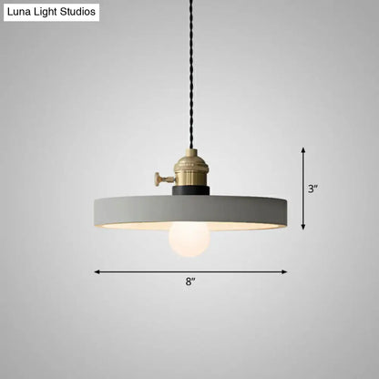 Minimalist Geometric Cement Pendant Light with Rotary Switch for Dining Rooms - Grey