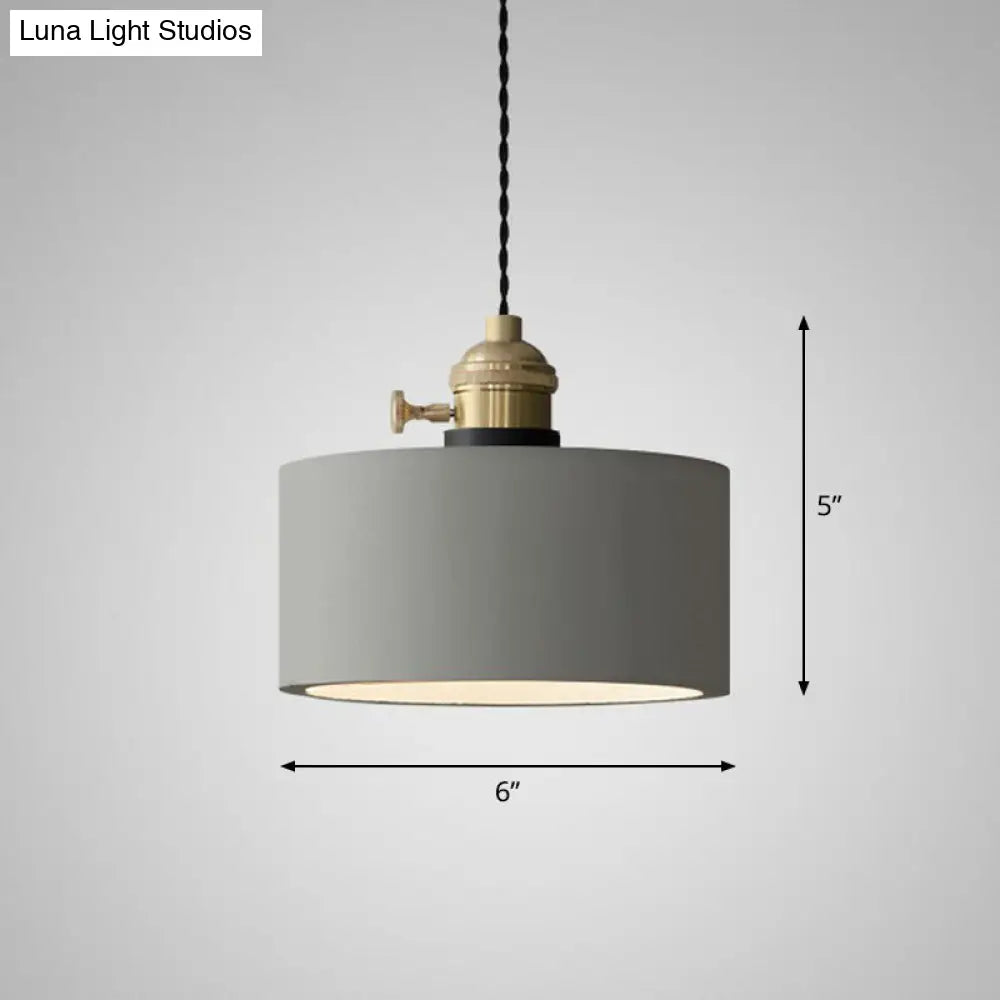 Minimalist Geometric Cement Pendant Light with Rotary Switch for Dining Rooms - Grey