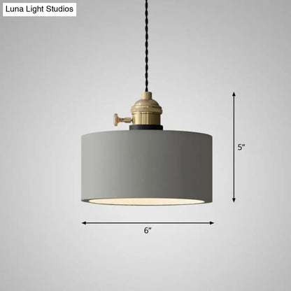 Minimalist Geometric Cement Pendant Light with Rotary Switch for Dining Rooms - Grey