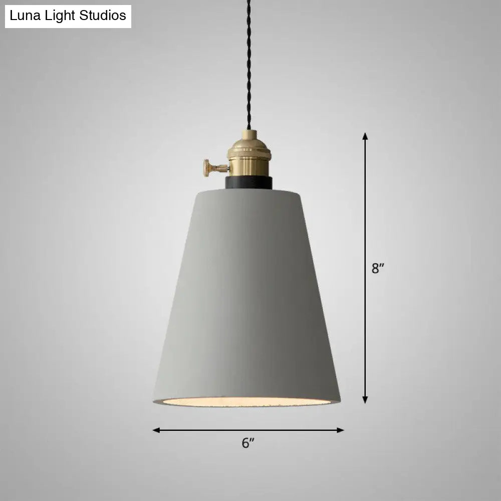 Minimalist Geometric Cement Pendant Light with Rotary Switch for Dining Rooms - Grey