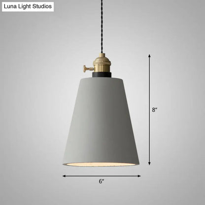 Minimalist Geometric Cement Pendant Light with Rotary Switch for Dining Rooms - Grey