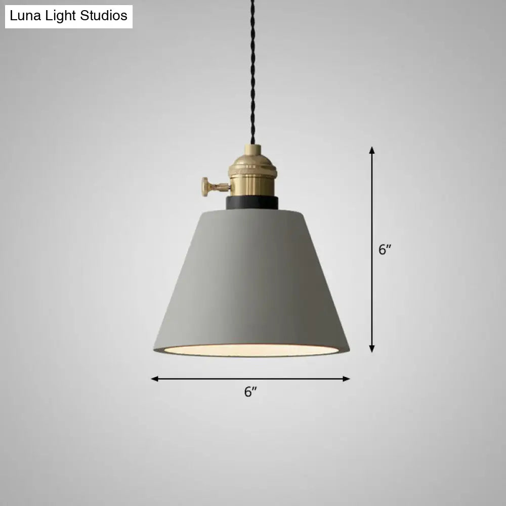 Minimalist Geometric Cement Pendant Light with Rotary Switch for Dining Rooms - Grey