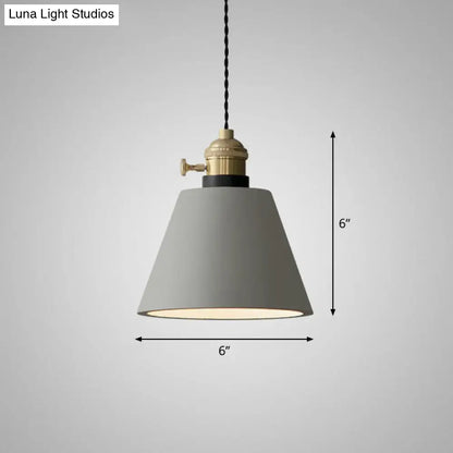 Minimalist Geometric Cement Pendant Light with Rotary Switch for Dining Rooms - Grey